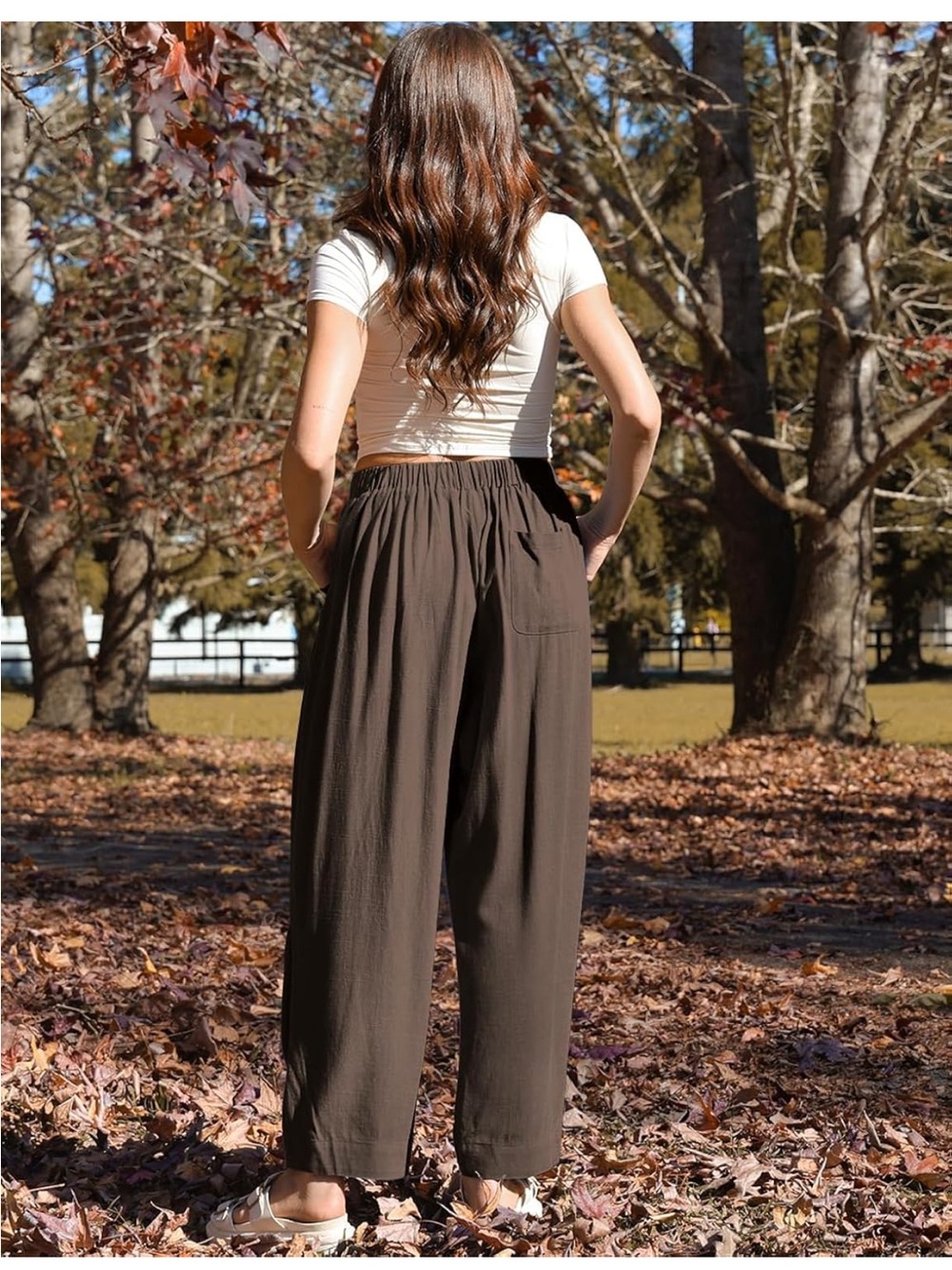 Womens Linen Barrel Pants Casual Summer Travel Lounger trousers - Picture 3 of 7